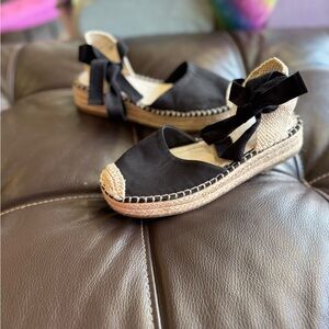 Zara Black and Tan Espadrille Sandals